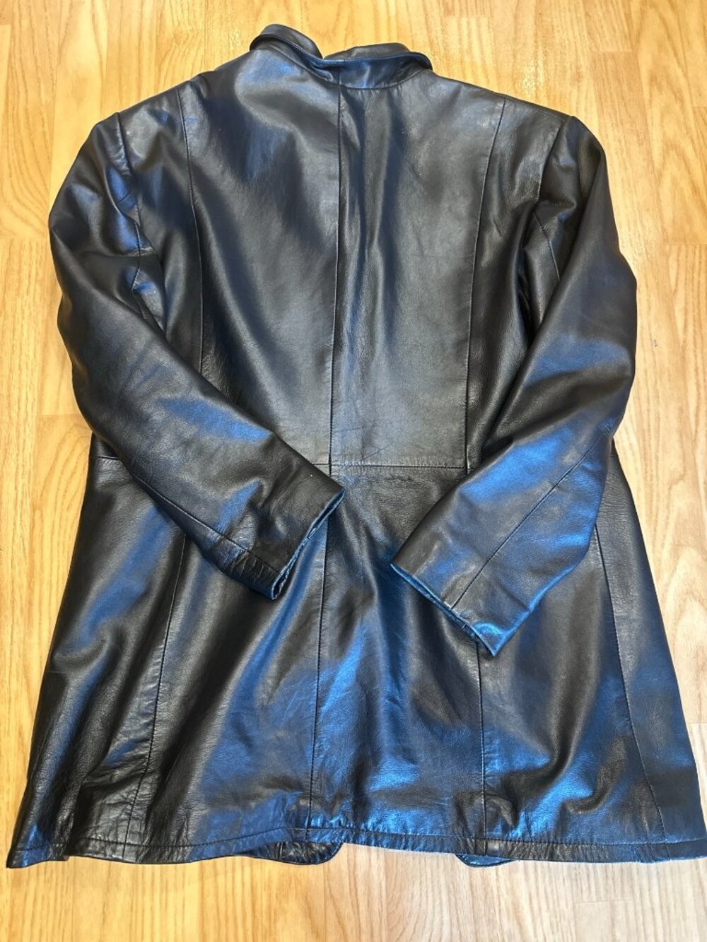 Vintage Guccini Leather Co Black Genuine Leather Blazer Coat 2XL - Picture 3 of 16